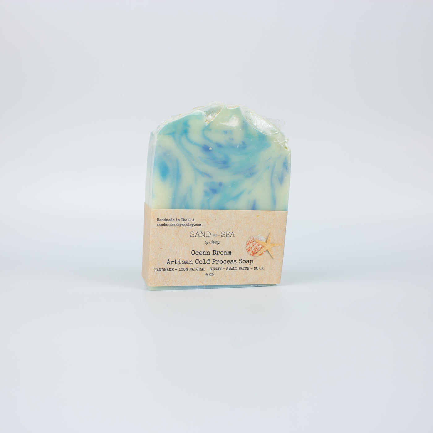 Artisan Cold Processed Handmade Soaps, All Natural, Vegan, Ocean Dream Soap 4 oz
