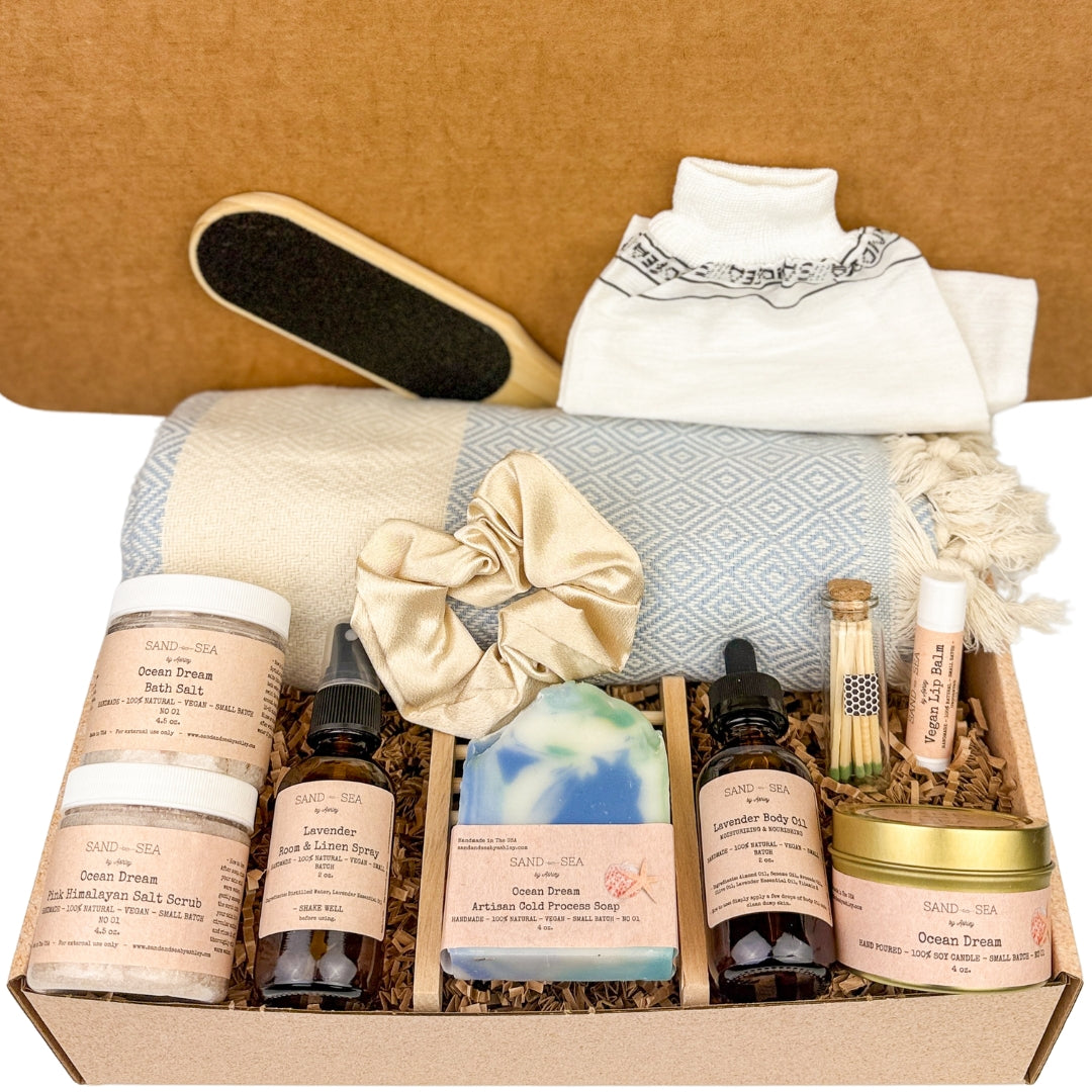 Spa Gift Baskets Self Care Gift Box for Her – Sand Sea by Ashley