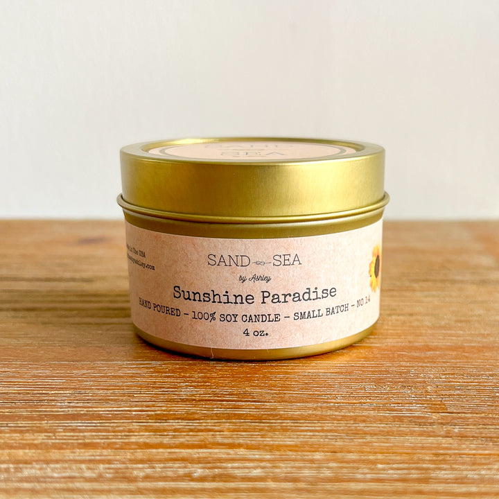 sunshine candle on a wooden table