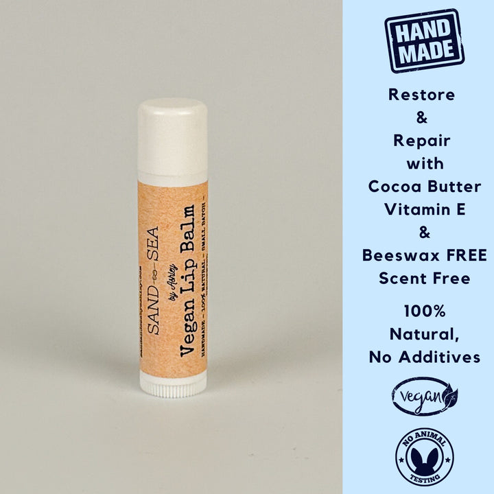 vegan lip balm on a gray backround