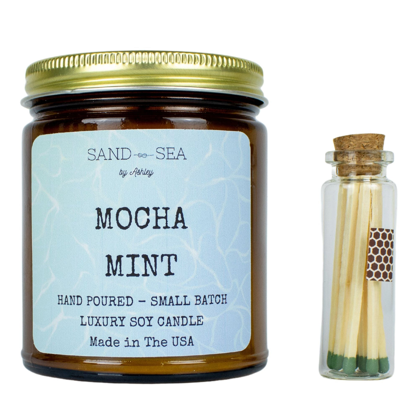 Mocha Mint - Handmade Soy Candle 8 oz - Sand & Sea by Ashley