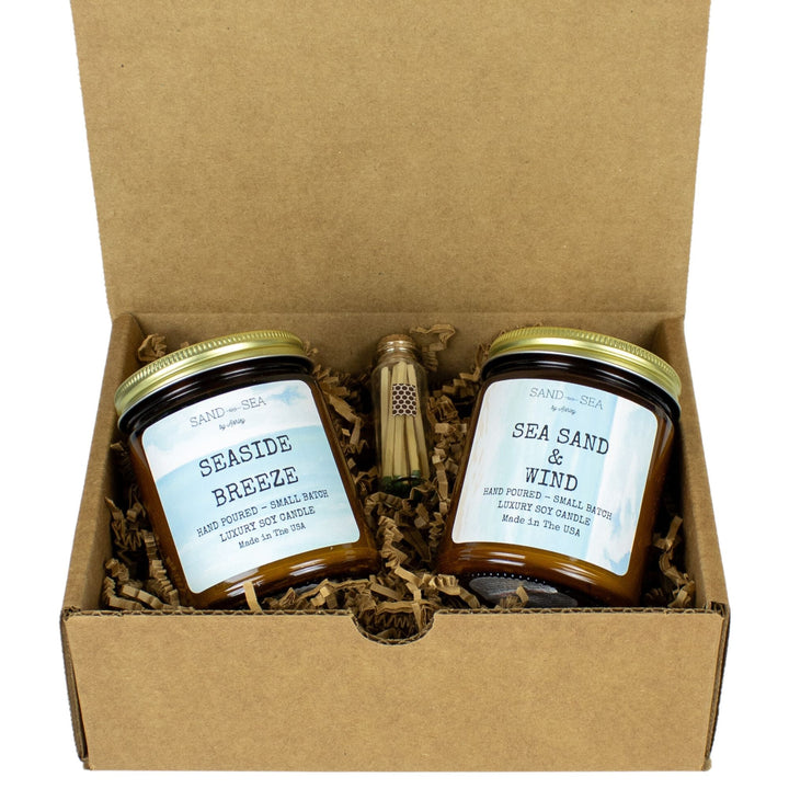 Ocean Lovers Handmade Scented Soy Candle Gift Set 2 pieces 9 oz Jars - Sand & Sea by Ashley