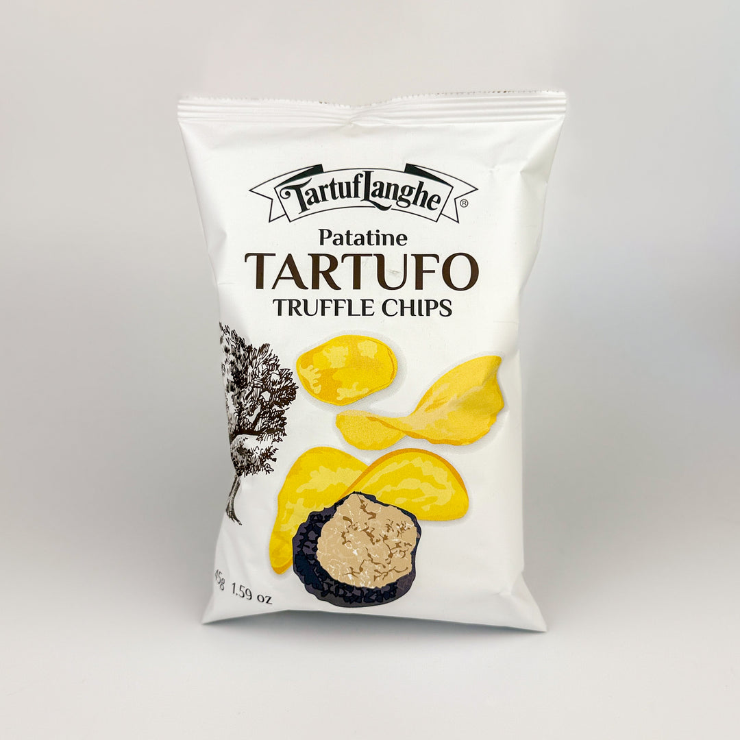 Pack of Tartufanghe truffle chips on a white background