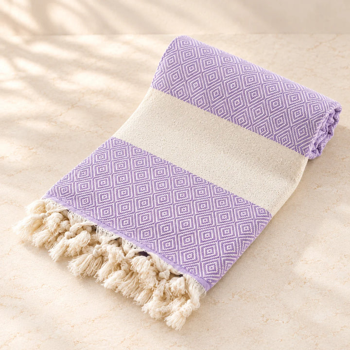 Turkish Cotton Bath and Beach Towel - Diamond Lilac X Large