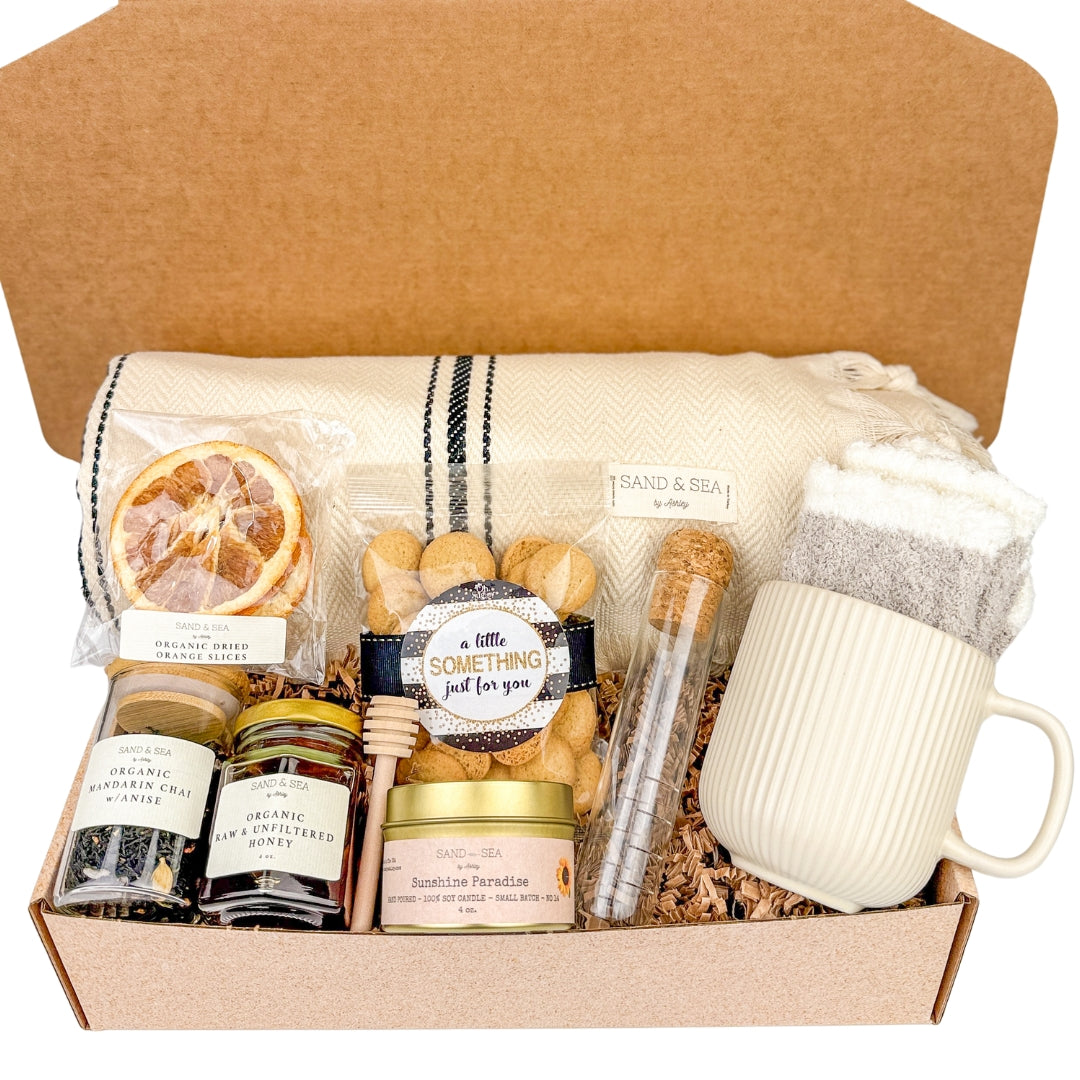 Post-Surgery-Gifts-for-Her-Comforting-Care-Package-with-Blanket-sand-and-sea-by-ashley