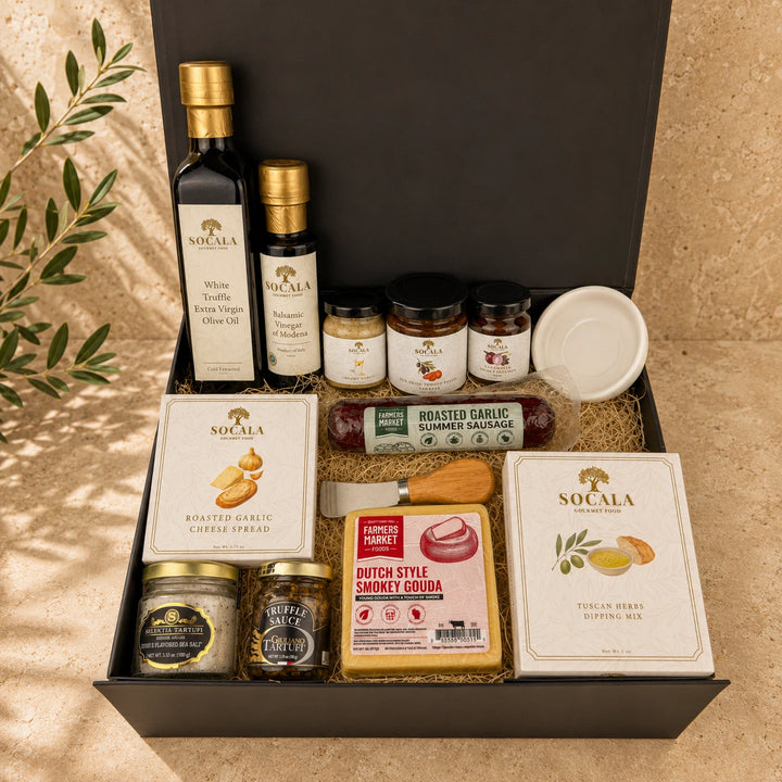 Truffle Gift Basket with White Truffle Olive Oil and Gourmet Foods