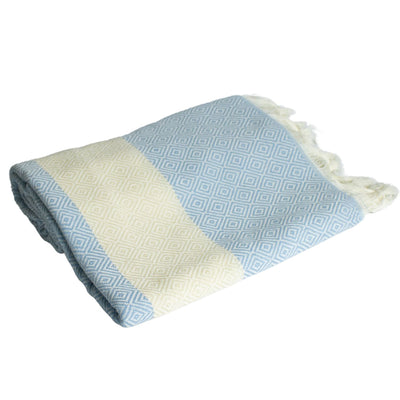 Turkish Cotton Bath and Beach Towel - Diamond Baby Blue X Large