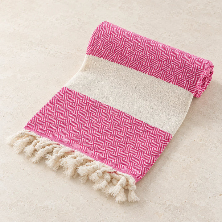 Turkish Cotton Bath and Beach Towel - Diamond Rose X Large
