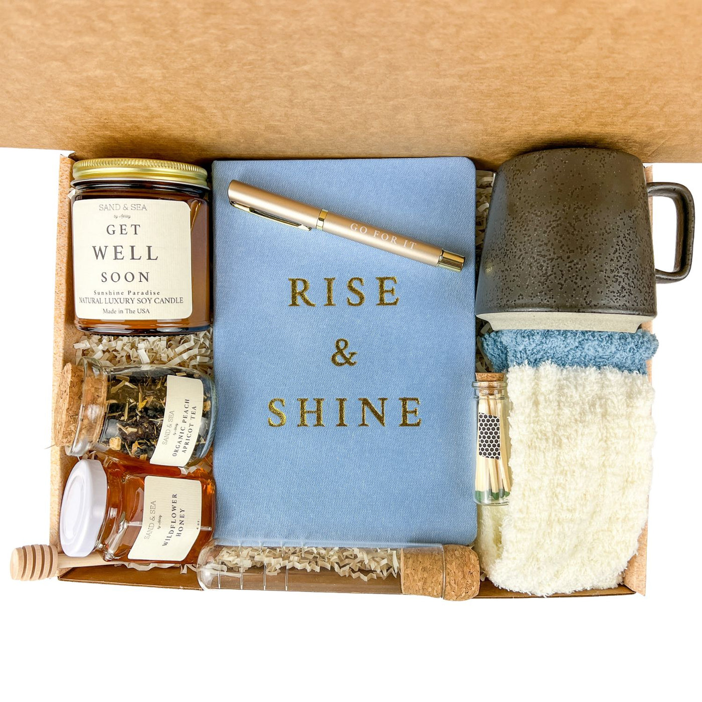 Get Well Soon Gifts for Women - Care Package for Women Get Well w/Tea, Honey, Get Well Soon Candle, Safety Matches