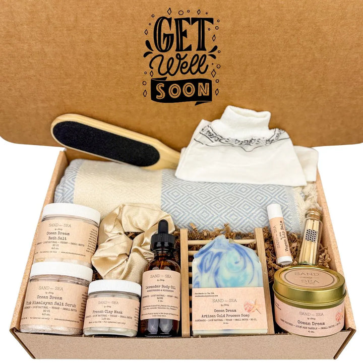 Get Well Soon Spa Gift Baskets | Care Package Gift Box - Sand & Sea by Ashley