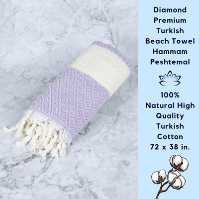 Handmade Lavender Spa Gift Baskets - Self Care Gift Box with Turkish Beach Towel 13 pieces - Sand & Sea by Ashley