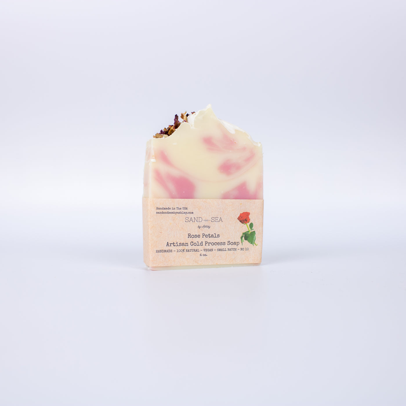Artisan Cold Processed, All Natural, Vegan, Handmade Rose Petals Soap 4 oz