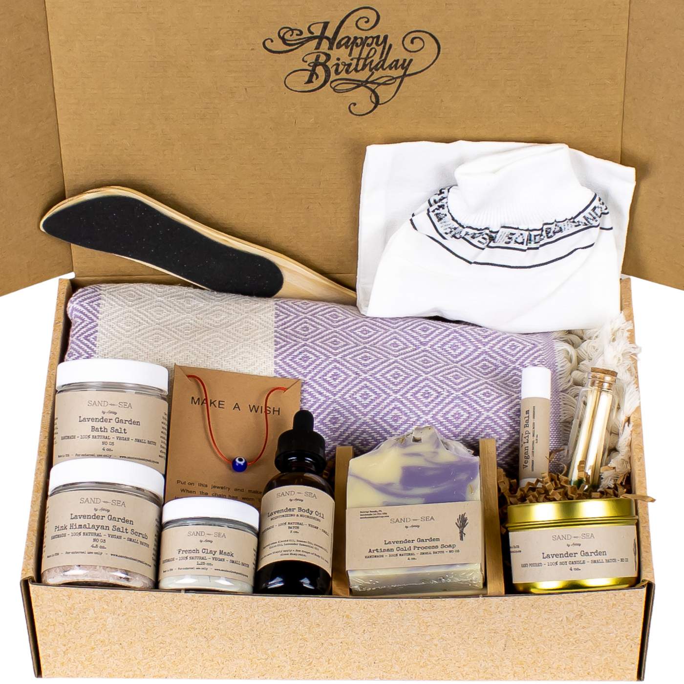 Birthday Spa Gift Baskets for Women - Handmade Unique and Pampering Stress Relief Lavender Spa Gift Box for Her Birthday - 13 pieces