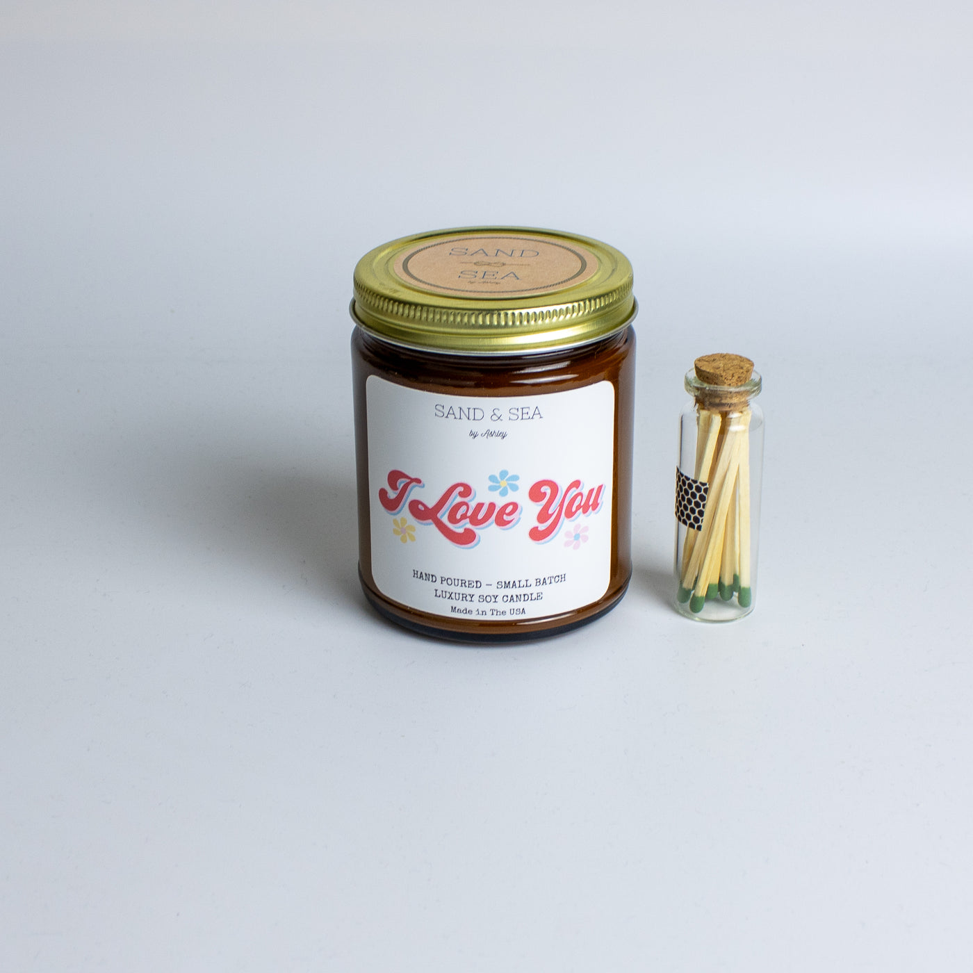 I Love You Soy Candle with Safety Matches - 9 oz