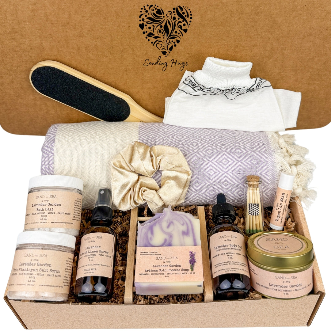 Sending Hugs Lavender Spa Gift Set for Women - Self Care Gift Box - Sand & Sea by Ashley