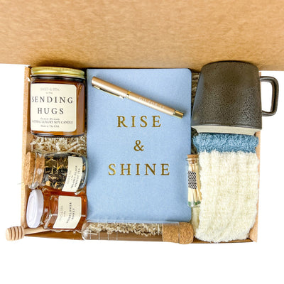 Sending Hugs Gift Box for Women, Best Friend Gifts w/Tea, Honey, Sending Hugs Candle, Safety Matches