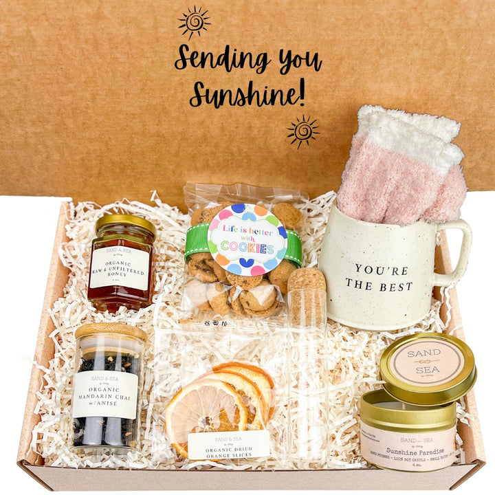 sunshine-gift-box-with-fuzzy-socks-organic-tea-and-honey-sand-and-sea-by-ashley-new