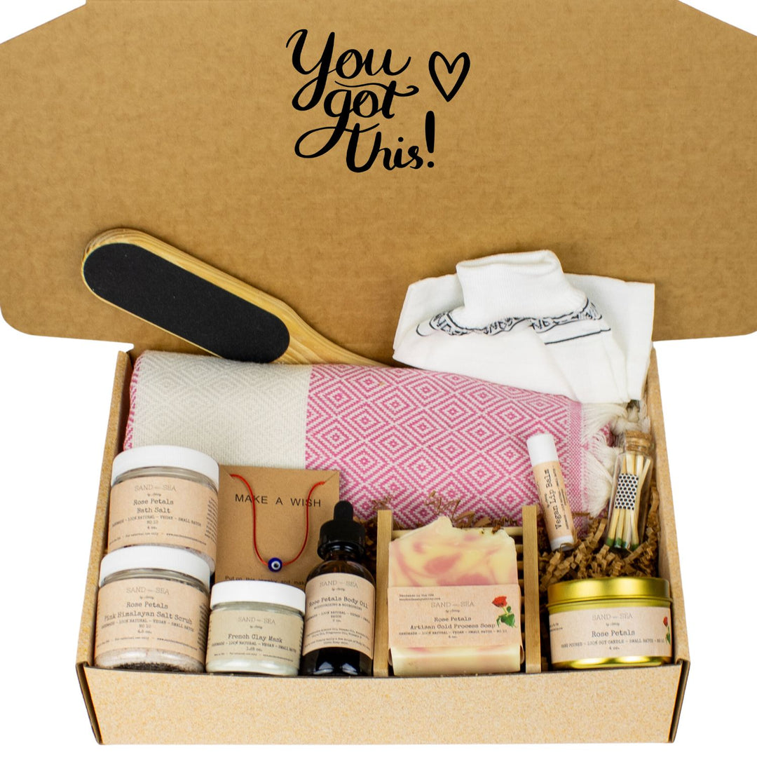 You Got This Lavender Spa Gift Set - Self Care Gift Box with Turkish Towel 13 pieces