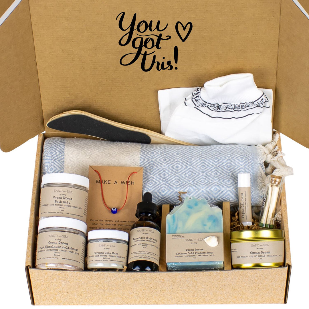 You Got This Lavender Spa Gift Set - Self Care Gift Box with Turkish Towel 13 pieces