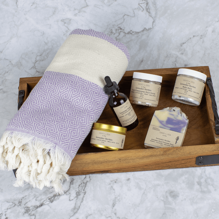 Best Mom in The World Spa Gift Set with Turkish Beach Towel - Relaxing, Destress, Lavender Skin Care Package for Mom - Sand & Sea by Ashley