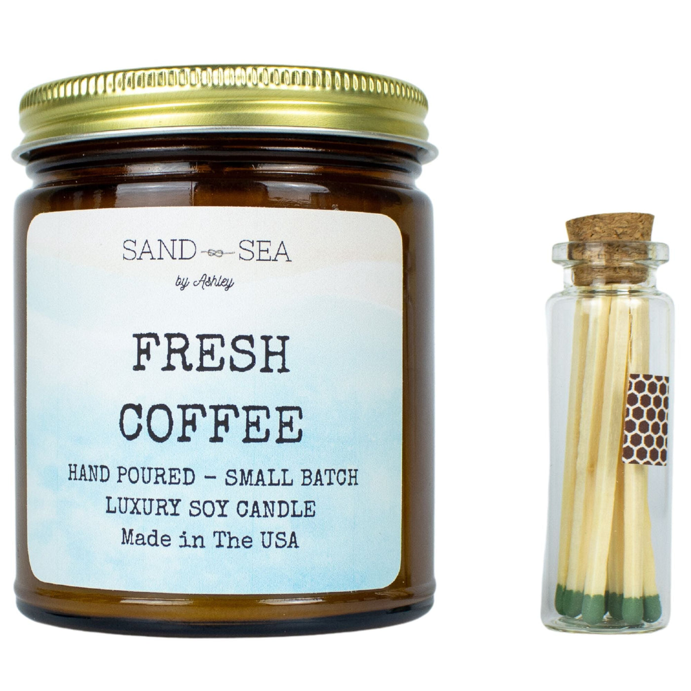 Fresh Coffee - Handmade Soy Candle 8 oz - Sand & Sea by Ashley