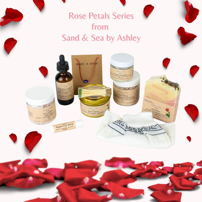 Holiday Gift Basket - Handmade Rose Petals Spa Gift Set with Turkish Towel 13 pieces - Sand & Sea by Ashley