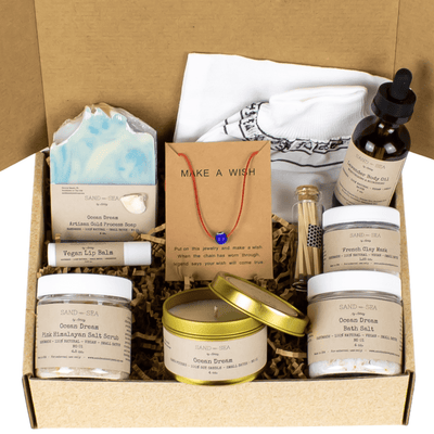 Luxury Spa Gift Set - Ocean Dream Pampering Spa Gift Baskets for Mom, Sister, Friend - 10 Pieces - Sand & Sea by Ashley