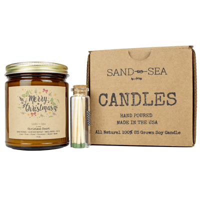 Merry Christmas Candles with Safety Matches - Holiday Candles for Christmas Gift - Sand & Sea by Ashley