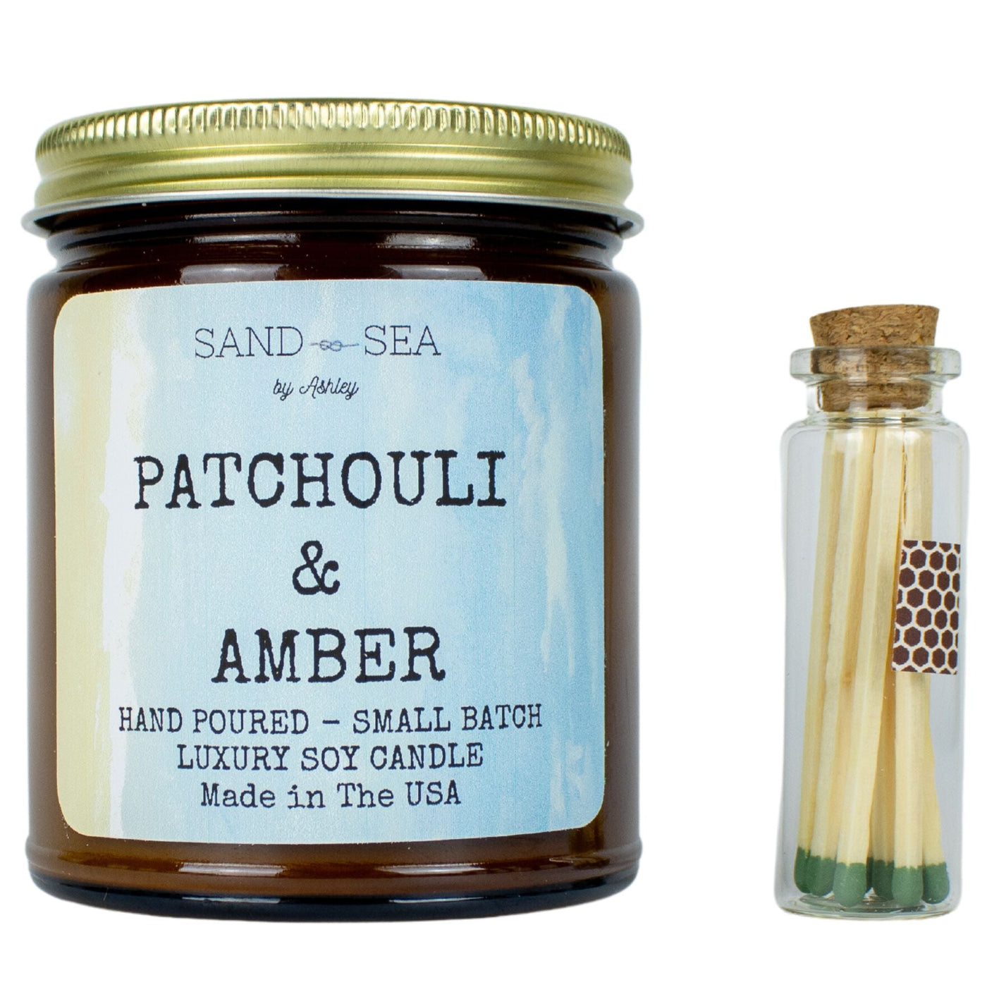 Patchouli Amber - Handmade Soy Candle 8 oz - Sand & Sea by Ashley