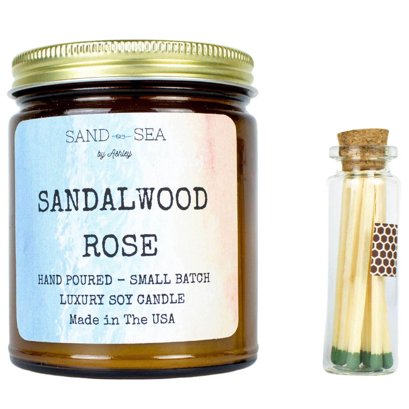 Sandalwood Rose - Handmade Soy Candle 8 oz - Sand & Sea by Ashley