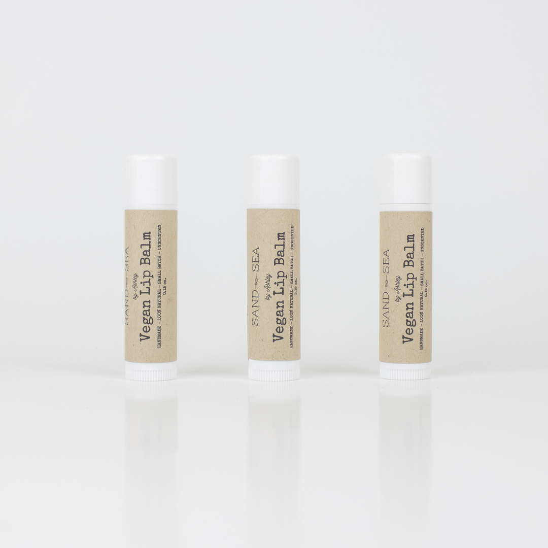 Vegan Lip Balm - Scent Free - Set of 3 - Sand & Sea by Ashley